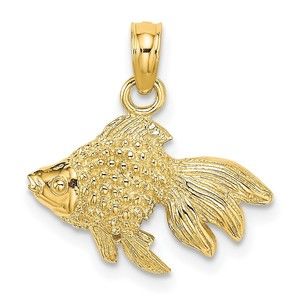 10K Gold 2-D  Textured Gold Fish Charm